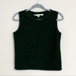 Quilted black tank with leather like trim